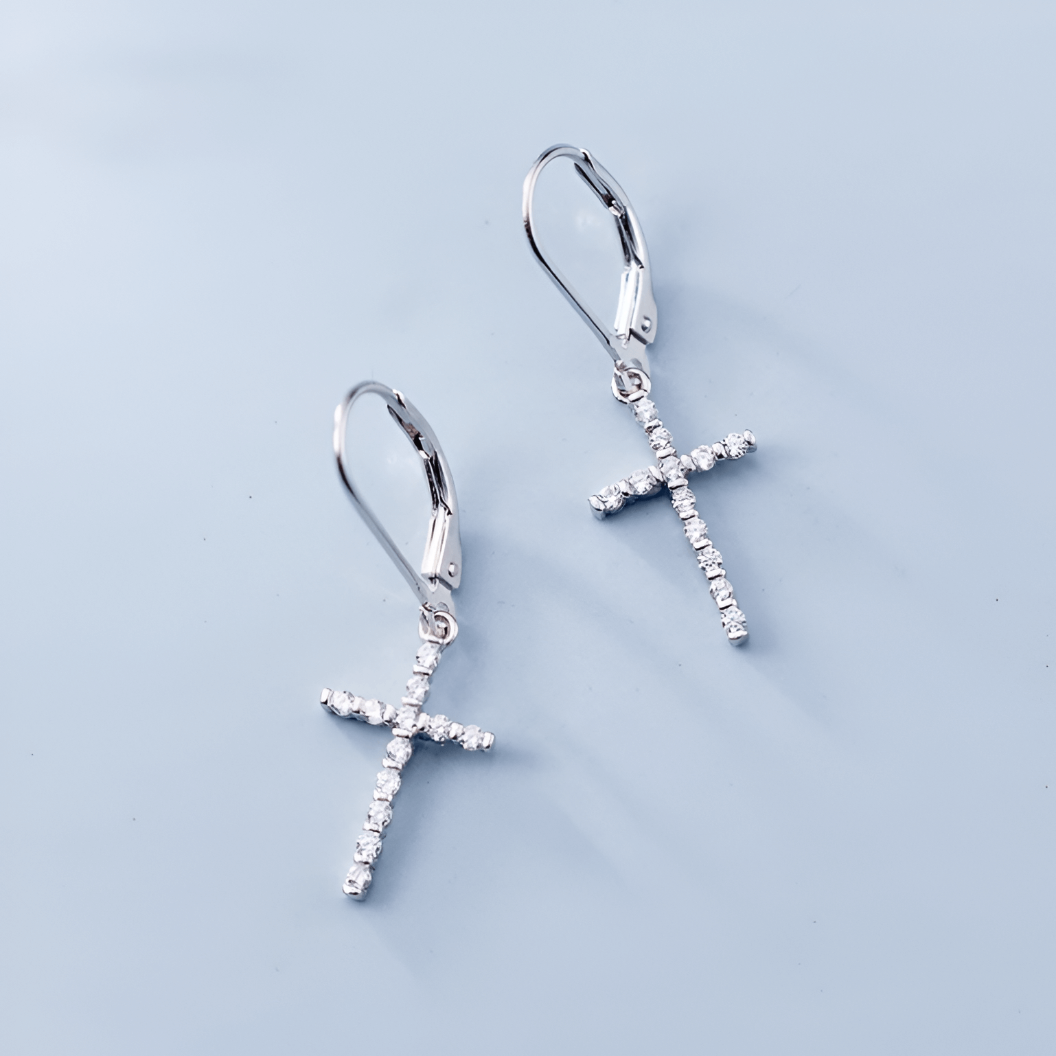 Christian cross pendant earring