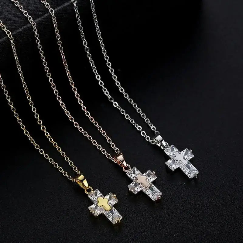 Crystal christian Cross Pendant Necklace